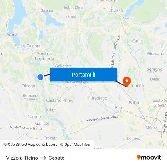 Vizzola Ticino to Cesate map