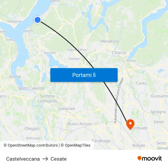 Castelveccana to Cesate map