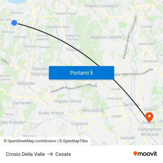 Crosio Della Valle to Cesate map