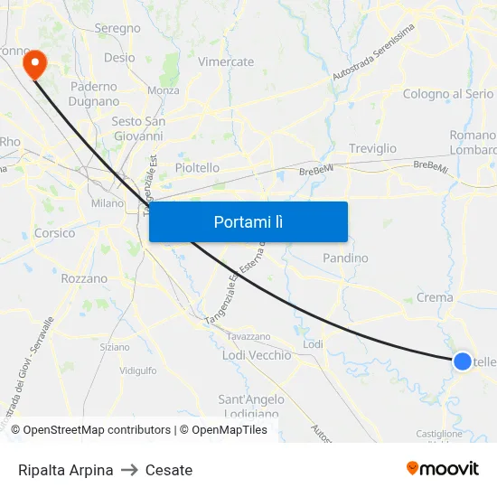 Ripalta Arpina to Cesate map