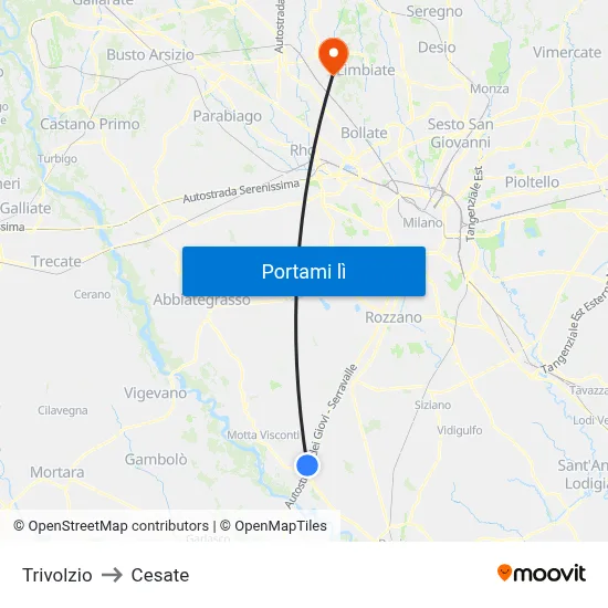 Trivolzio to Cesate map