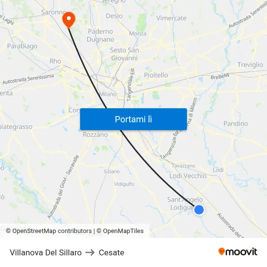 Villanova Del Sillaro to Cesate map