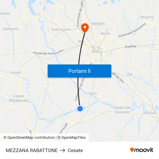 MEZZANA RABATTONE to Cesate map
