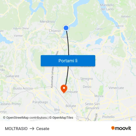 MOLTRASIO to Cesate map