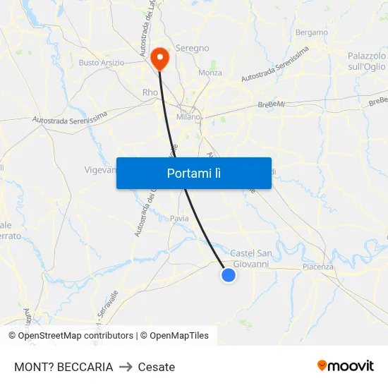 MONT? BECCARIA to Cesate map