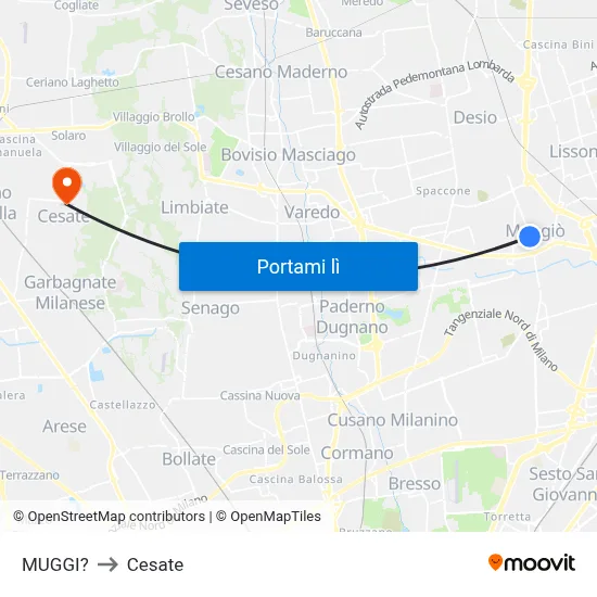 MUGGI? to Cesate map