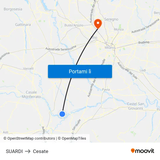 SUARDI to Cesate map
