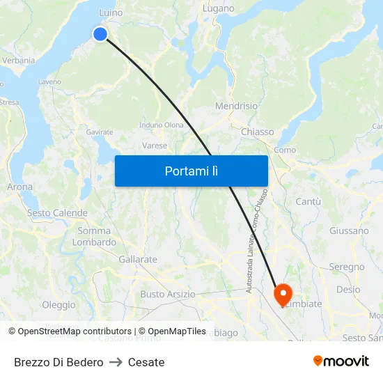 Brezzo Di Bedero to Cesate map