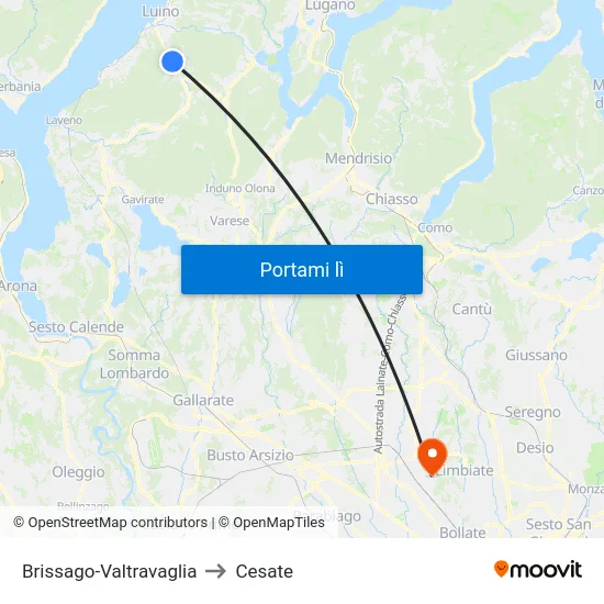 Brissago-Valtravaglia to Cesate map