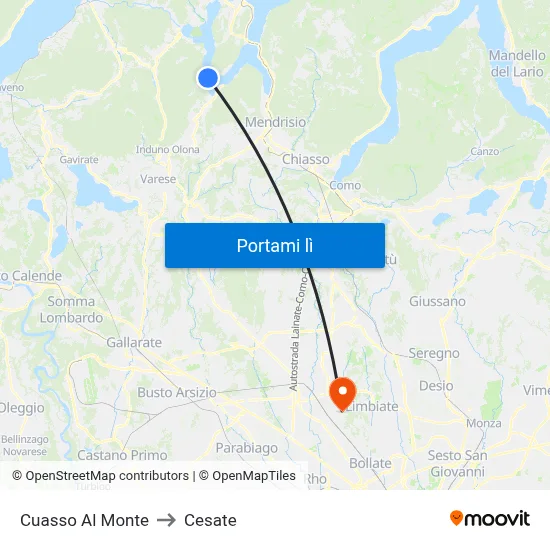 Cuasso Al Monte to Cesate map