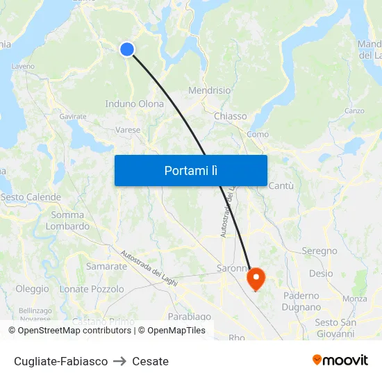 Cugliate-Fabiasco to Cesate map