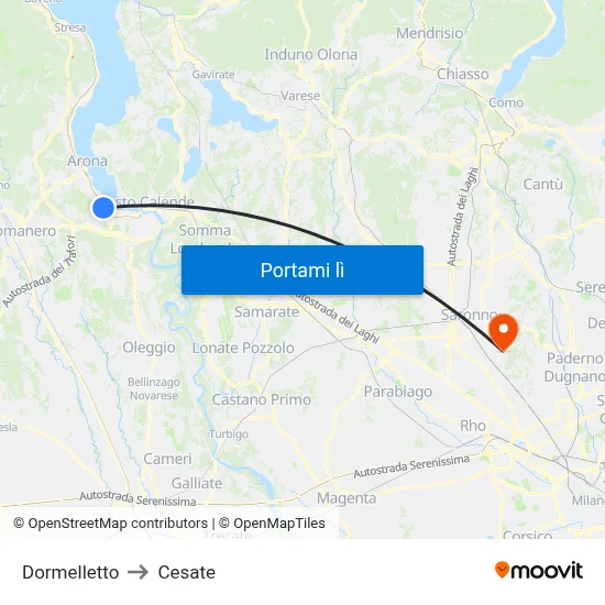 Dormelletto to Cesate map