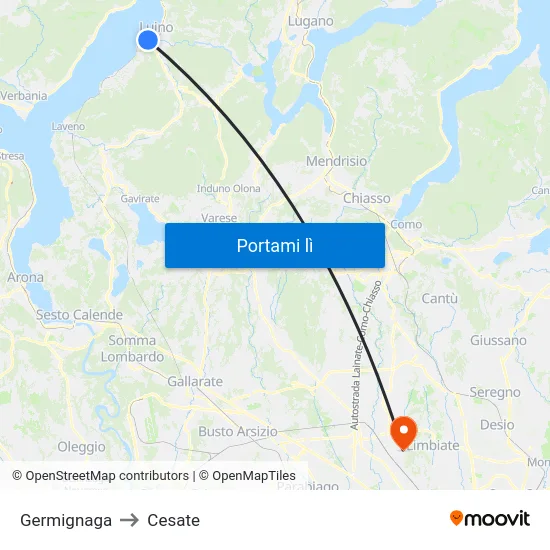 Germignaga to Cesate map