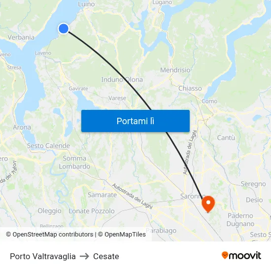 Porto Valtravaglia to Cesate map