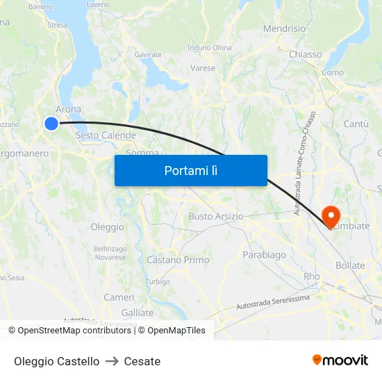 Oleggio Castello to Cesate map