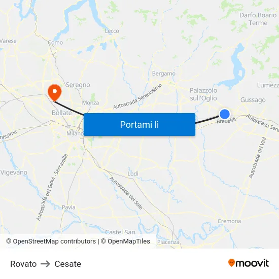 Rovato to Cesate map