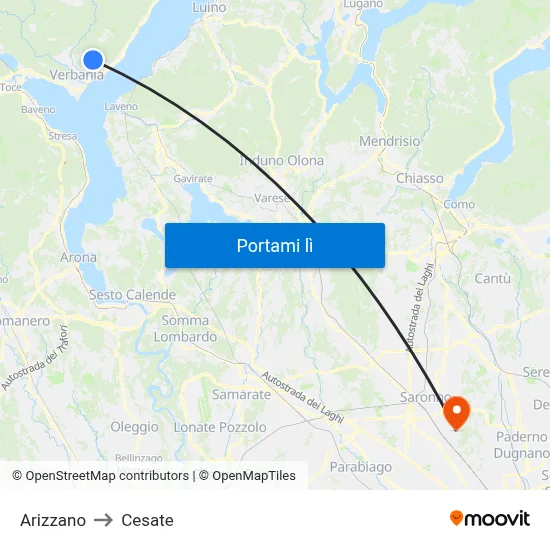 Arizzano to Cesate map