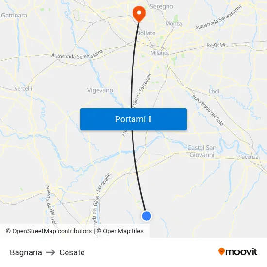 Bagnaria to Cesate map