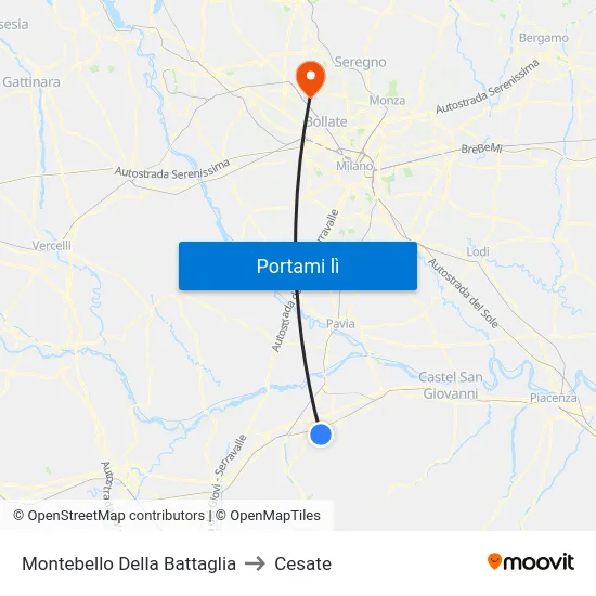 Montebello Della Battaglia to Cesate map