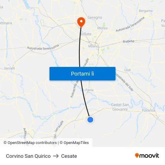 Corvino San Quirico to Cesate map