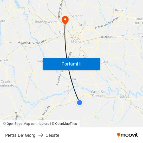 Pietra De' Giorgi to Cesate map