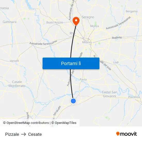 Pizzale to Cesate map
