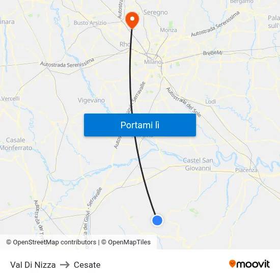 Val Di Nizza to Cesate map