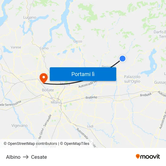 Albino to Cesate map