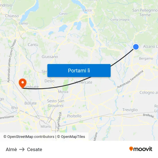 Almè to Cesate map