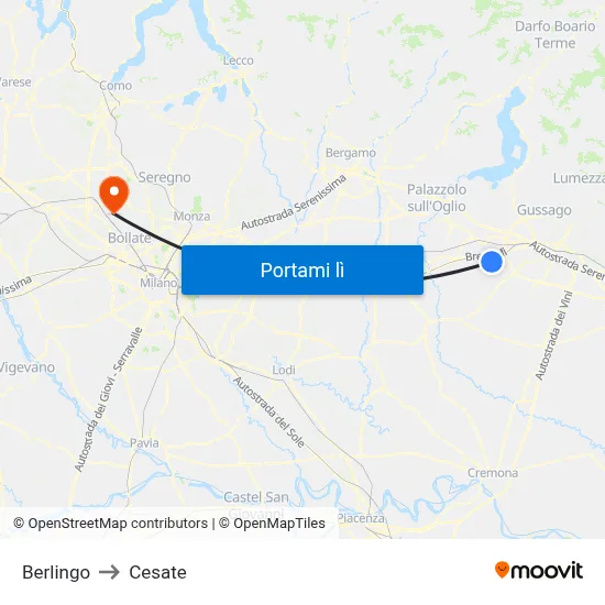 Berlingo to Cesate map