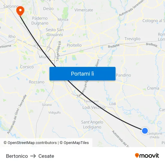 Bertonico to Cesate map