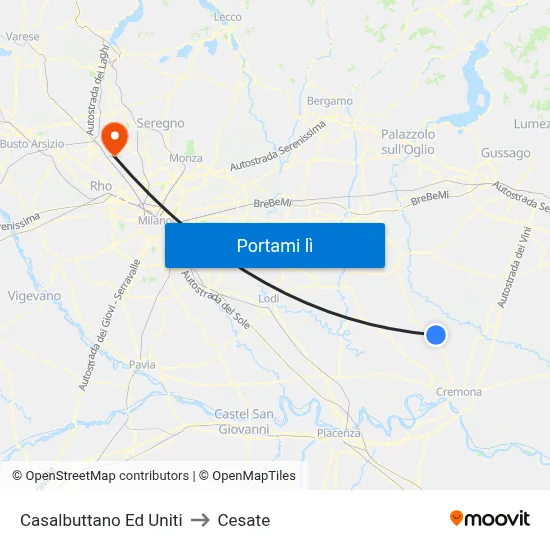 Casalbuttano Ed Uniti to Cesate map