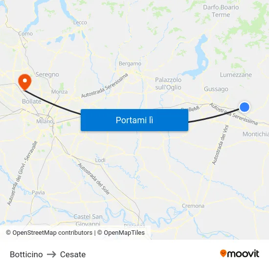 Botticino to Cesate map