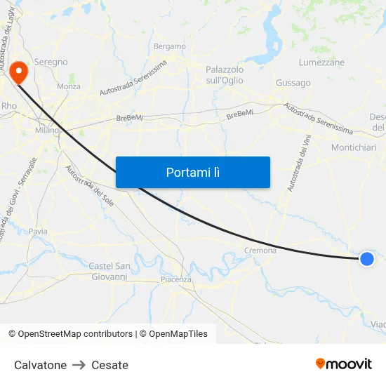 Calvatone to Cesate map