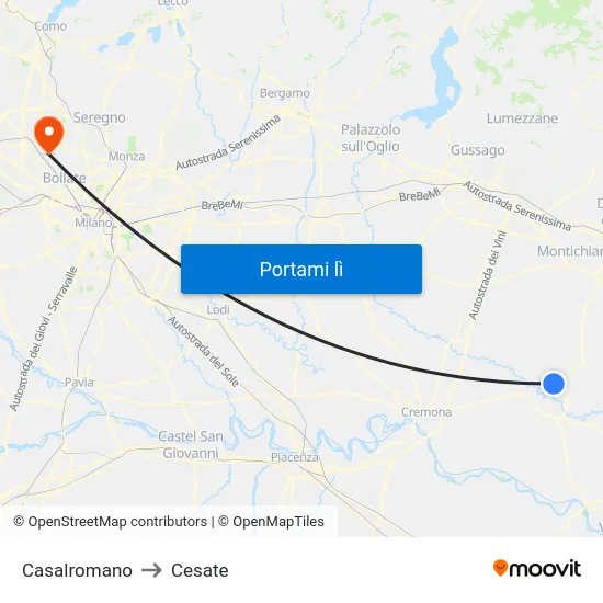 Casalromano to Cesate map