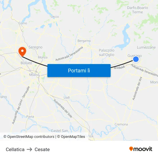 Cellatica to Cesate map