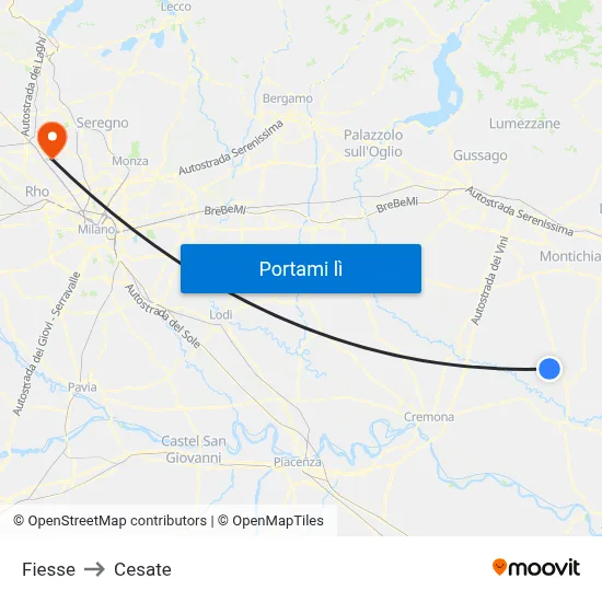 Fiesse to Cesate map