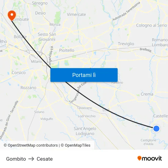 Gombito to Cesate map