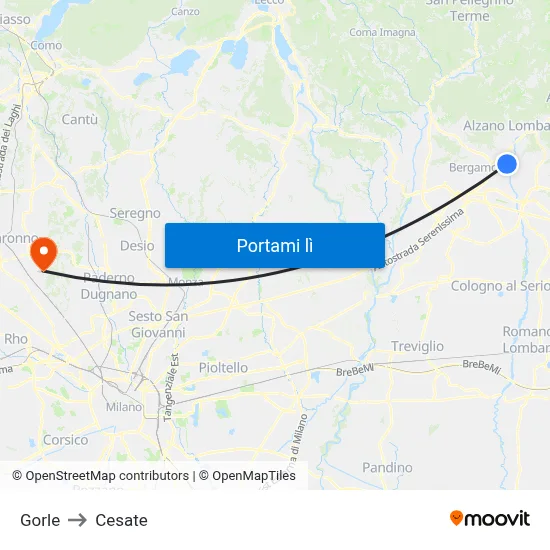 Gorle to Cesate map