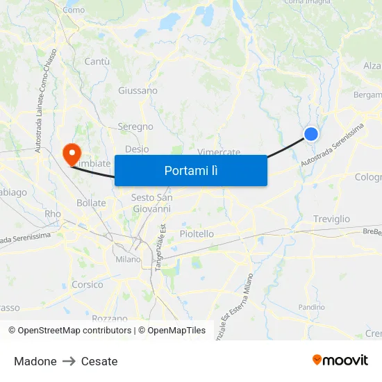 Madone to Cesate map
