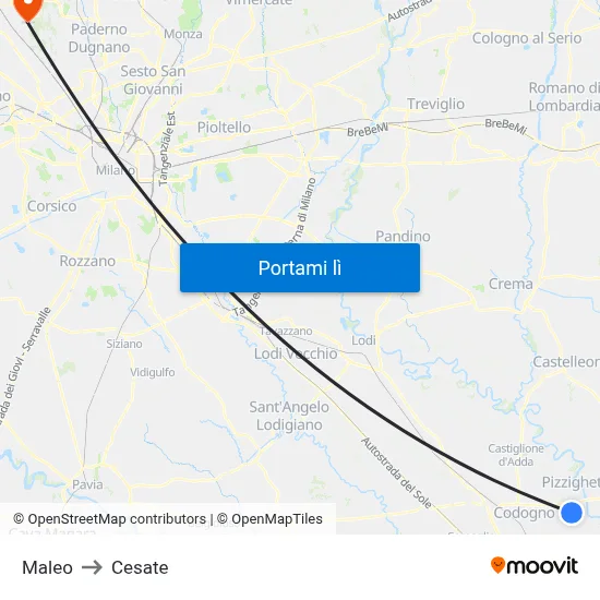 Maleo to Cesate map