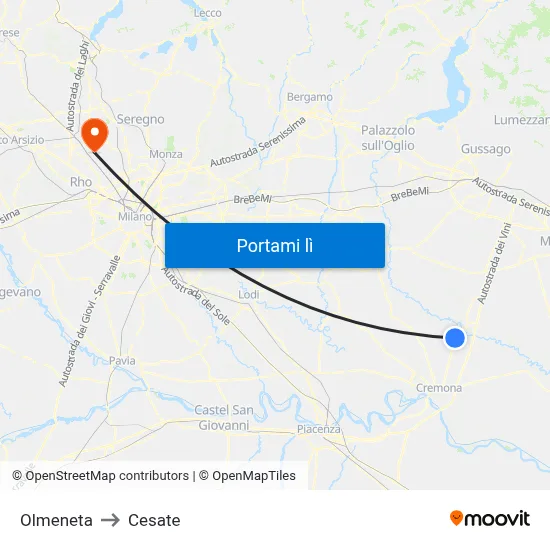 Olmeneta to Cesate map