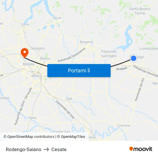 Rodengo-Saiano to Cesate map
