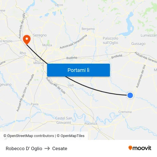 Robecco D' Oglio to Cesate map