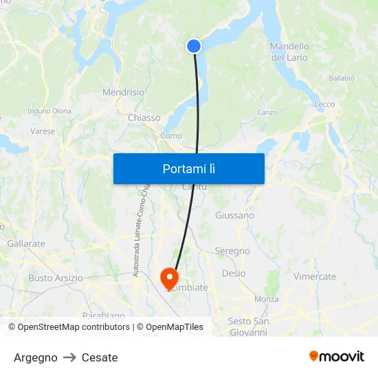 Argegno to Cesate map
