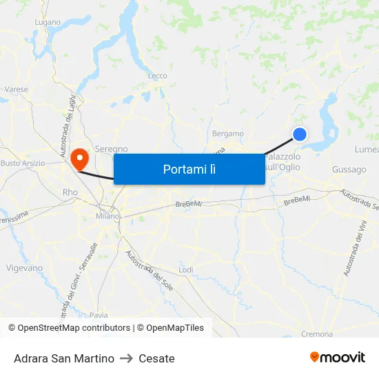Adrara San Martino to Cesate map