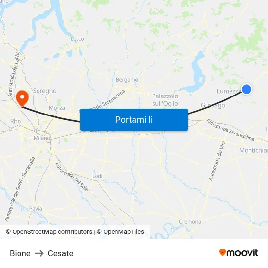 Bione to Cesate map