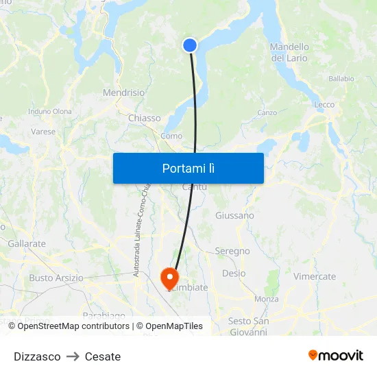 Dizzasco to Cesate map