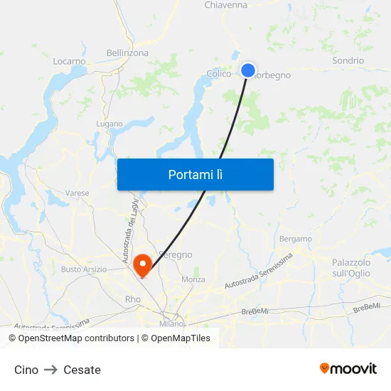 Cino to Cesate map