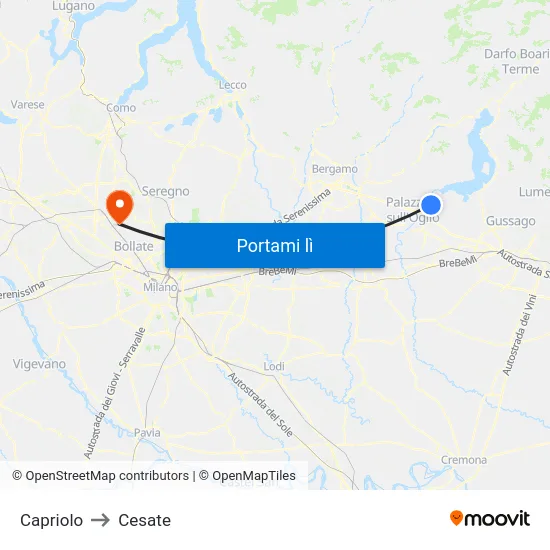 Capriolo to Cesate map